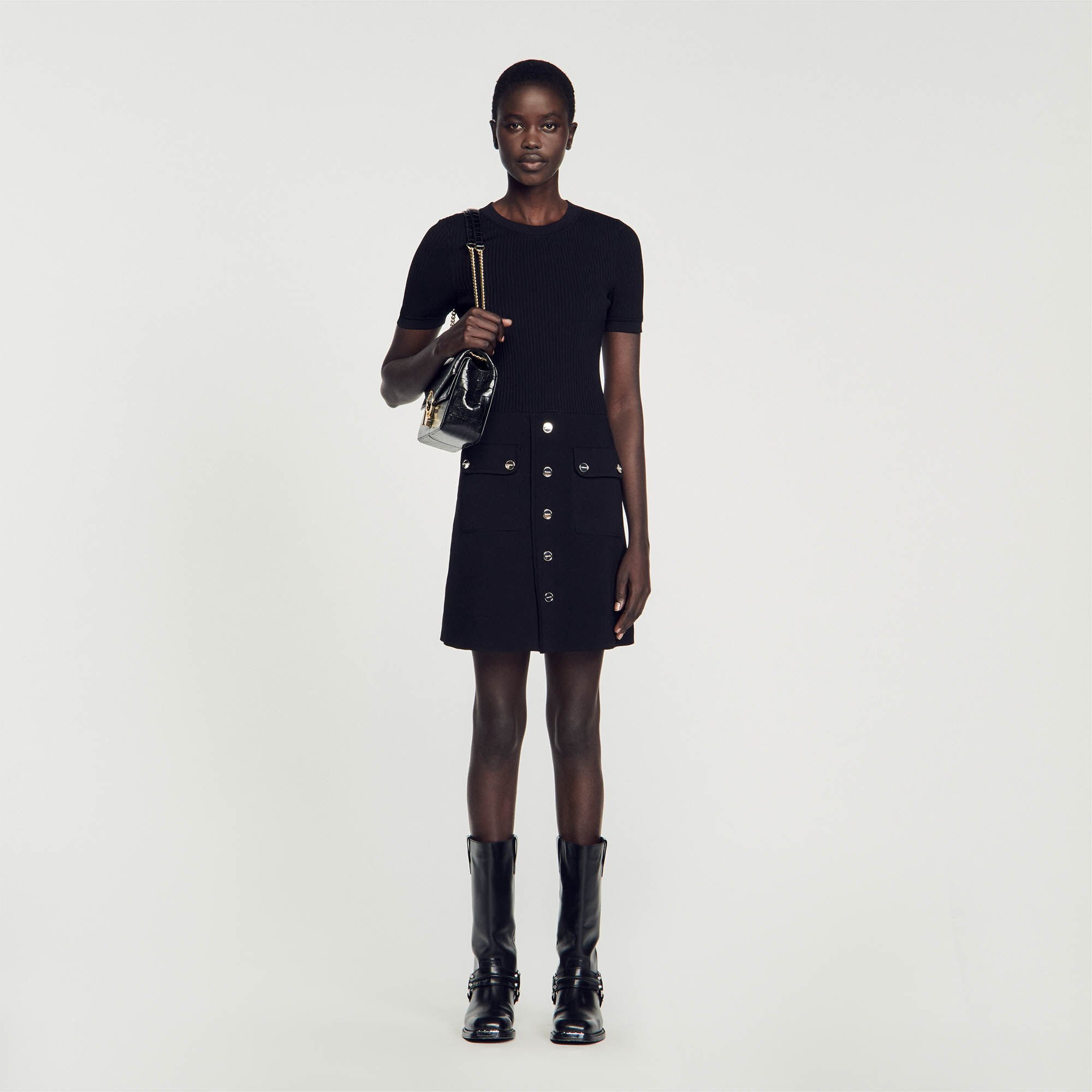 Sandro Lingerie-inspired Knitted Bra Top In Black | ModeSens