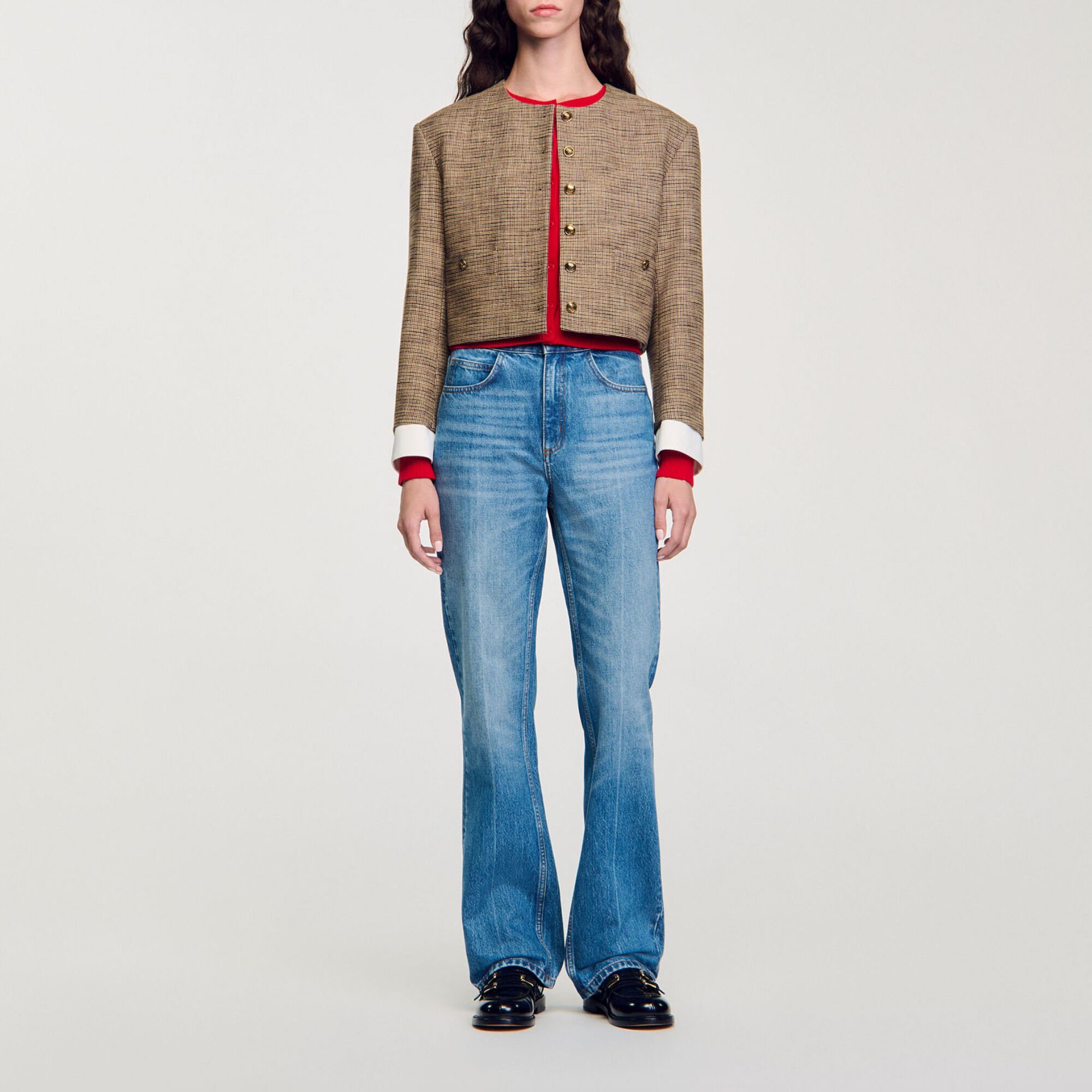 Short Micro Houndstooth Jacket