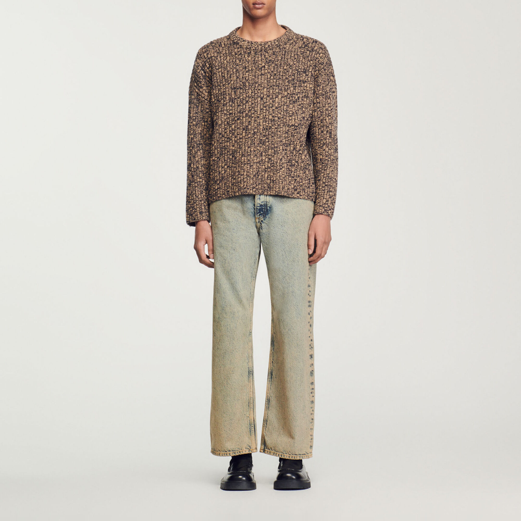 Oversized knit sweater brown for Men | Sandro Paris Oversized knit sweater brown for Men | Sandro Paris