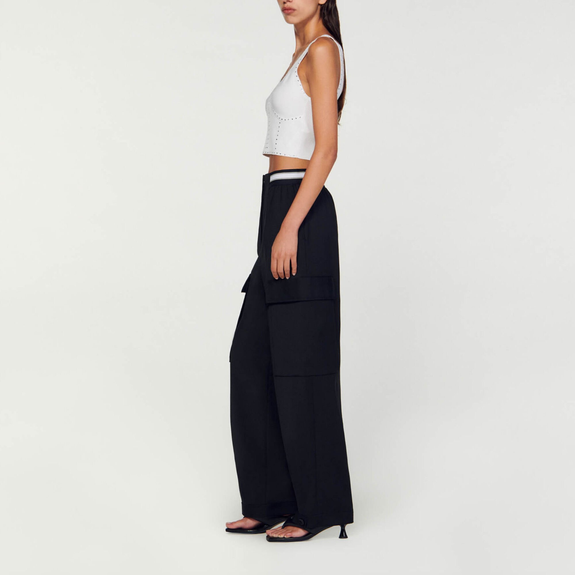 Rhinestone knit cropped top