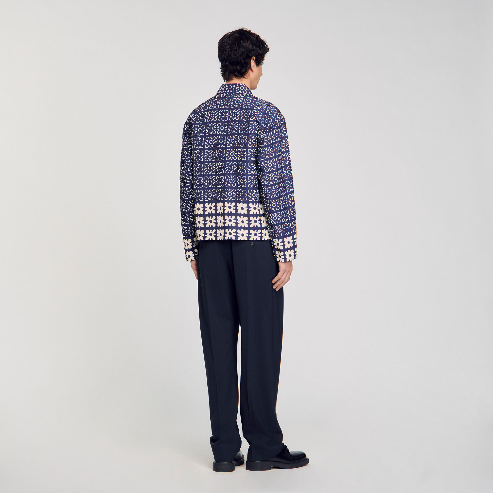 Jacket with floral motif blue for Men | Sandro Paris