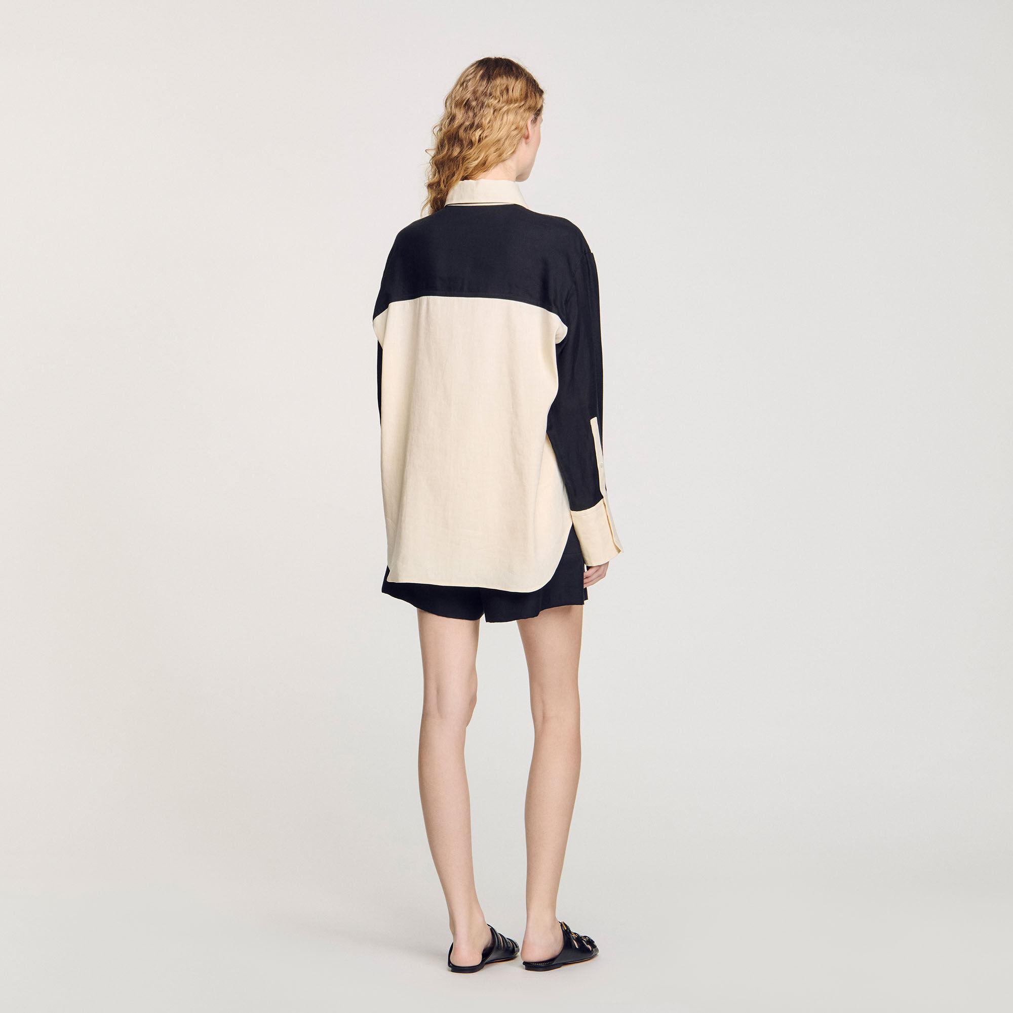 Two-tone shirt white / beige For Women | Sandro Paris
