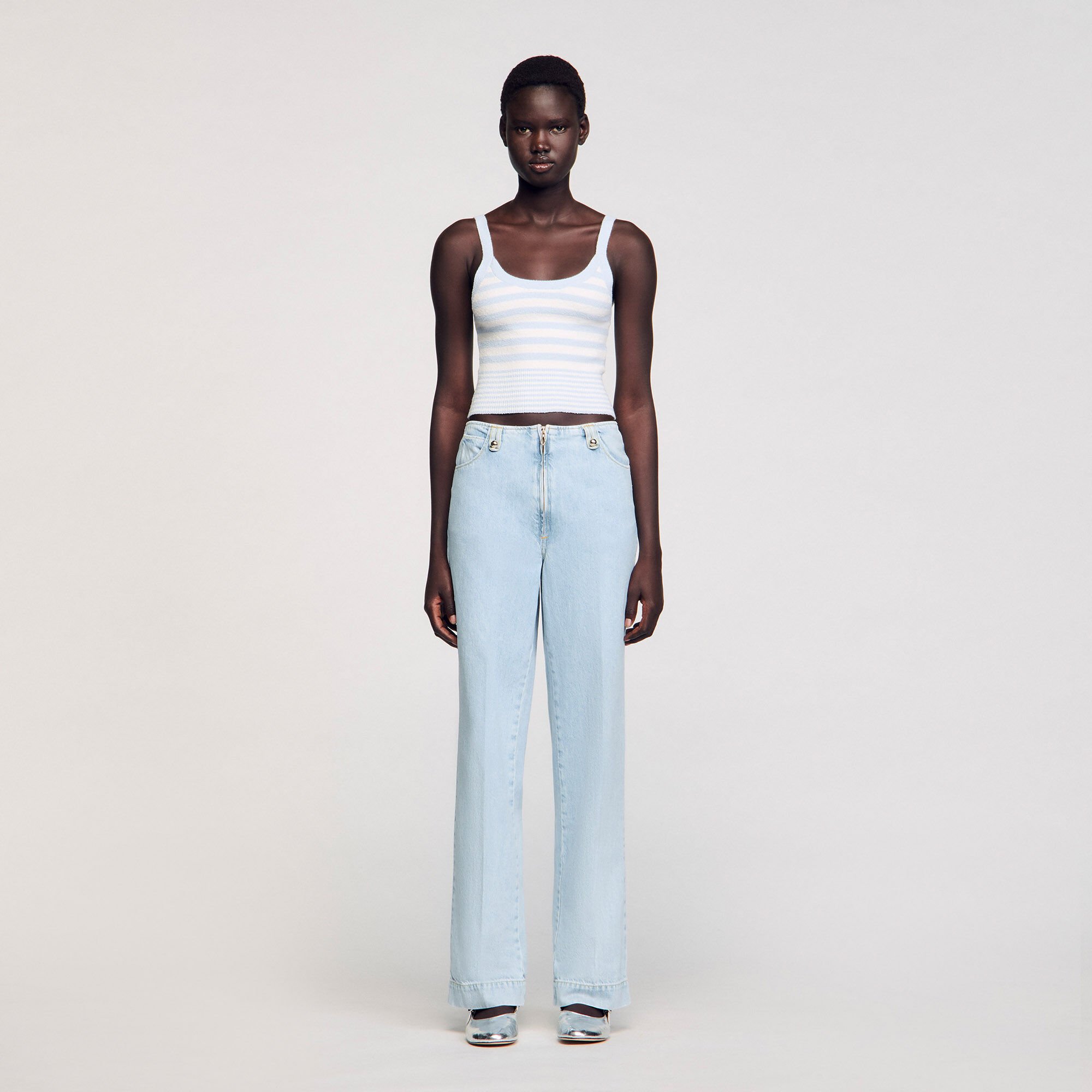 Faded wide-leg jeans