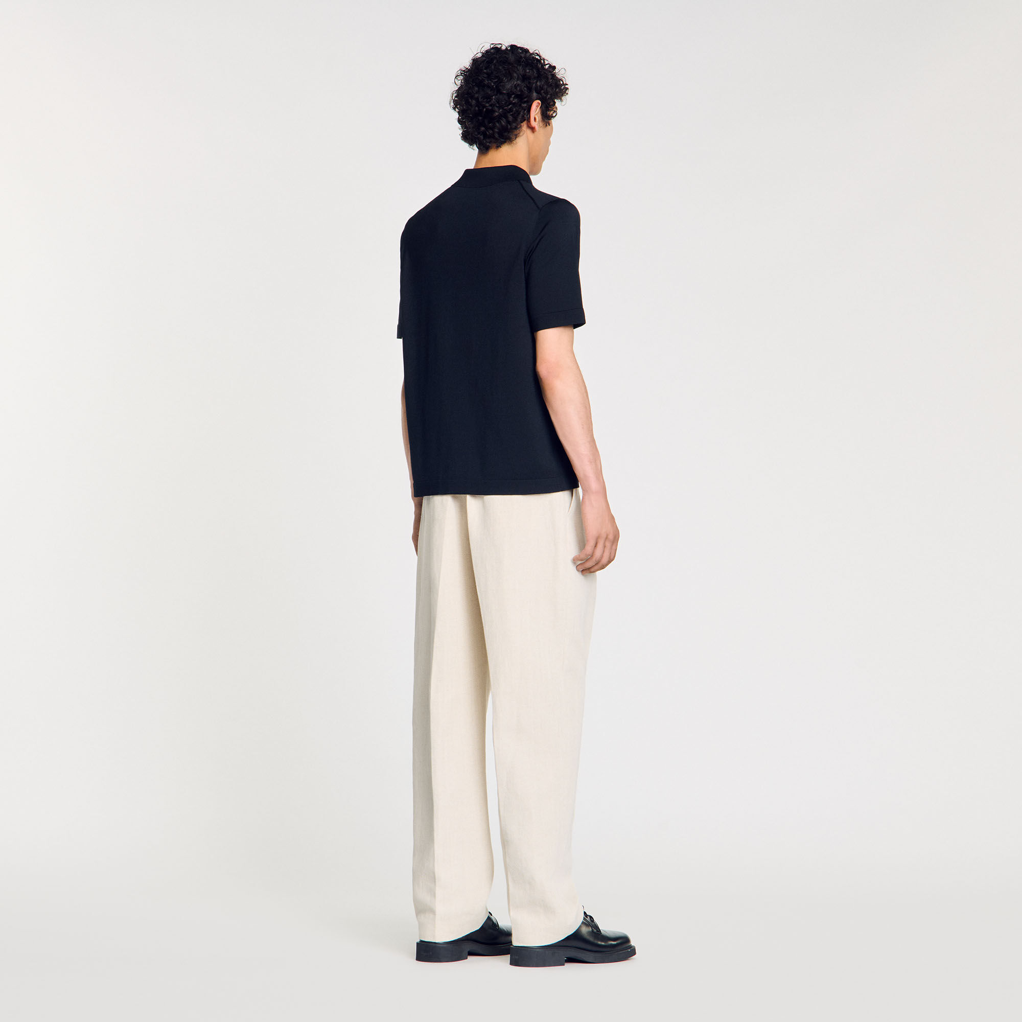 Knitted polo shirt with zip collar black / gray for Men