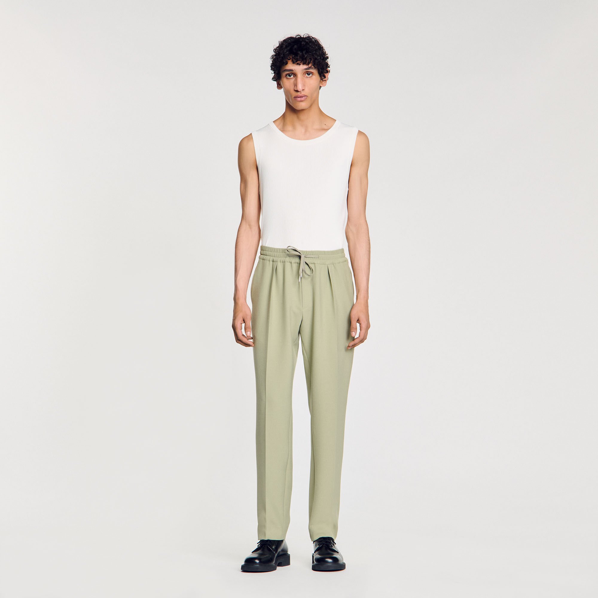 Elasticated straight-leg trousers