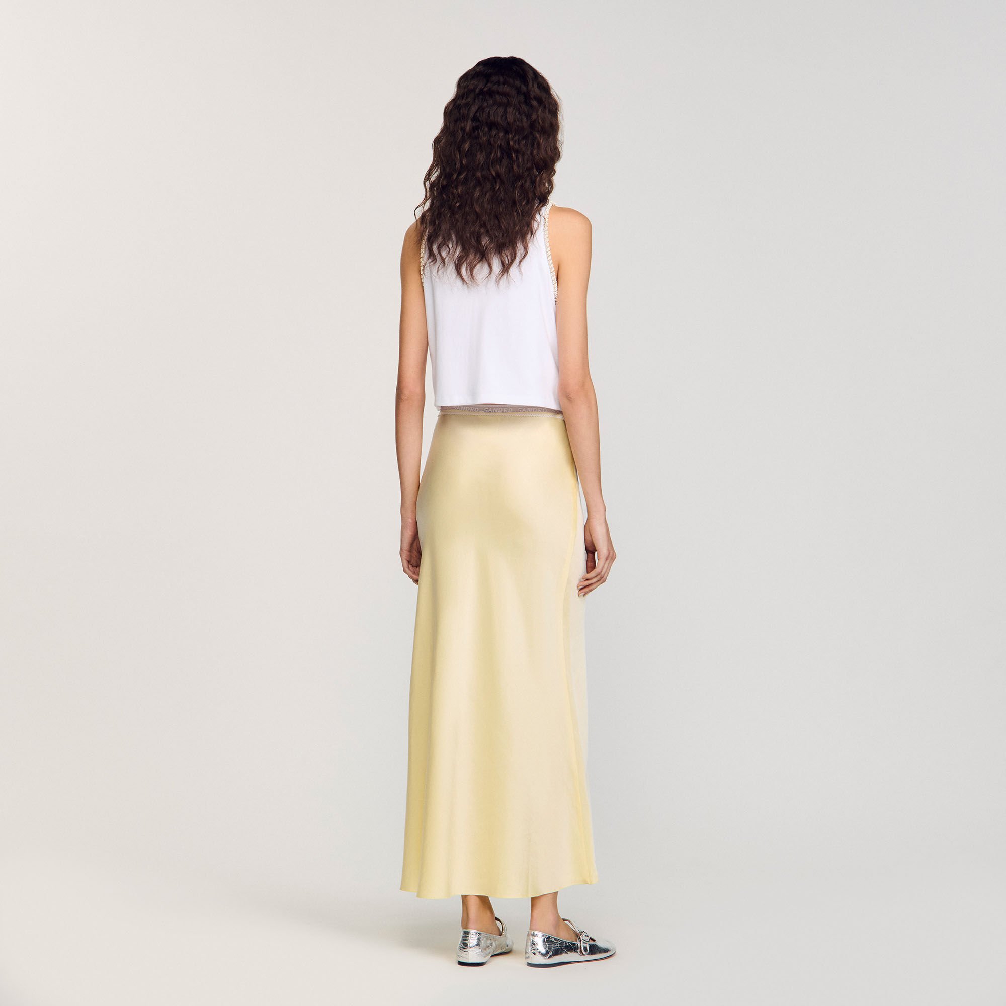 Long satin-effect skirt