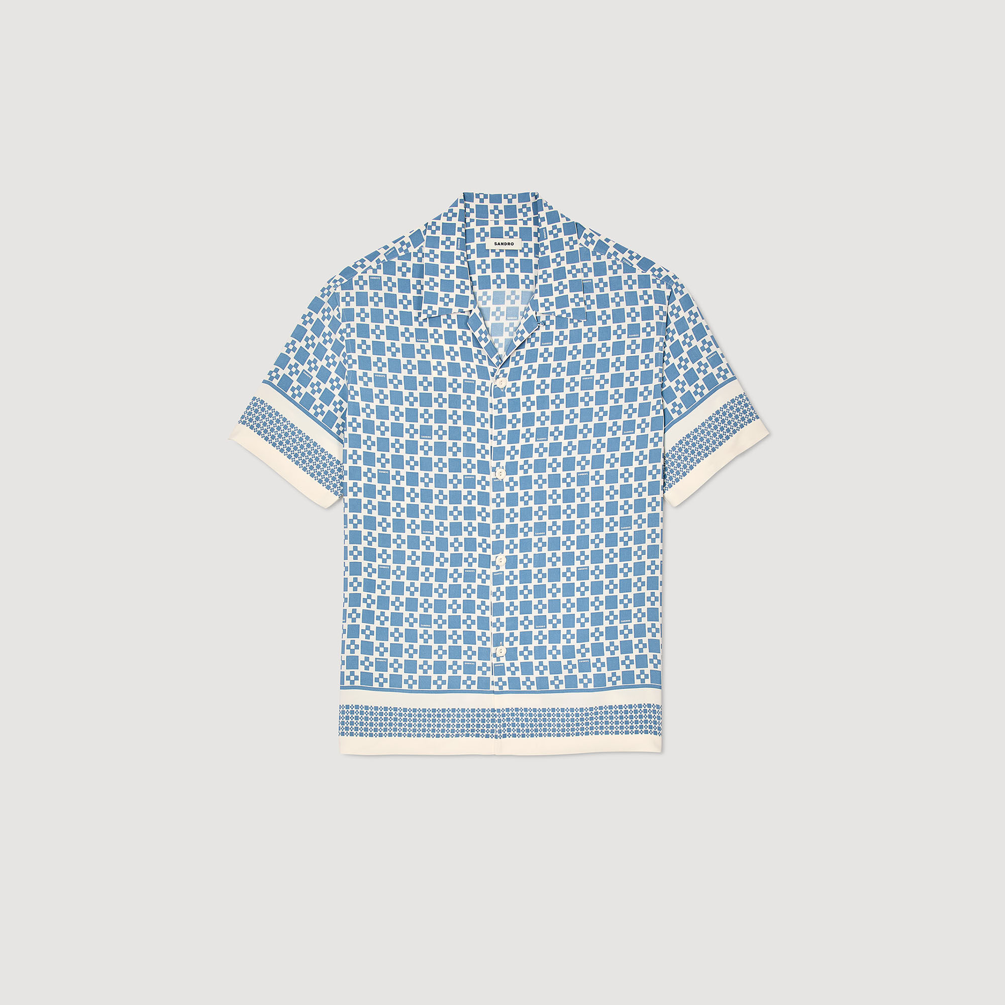 Square Cross motif flowing shirt blue for Men | Sandro Paris