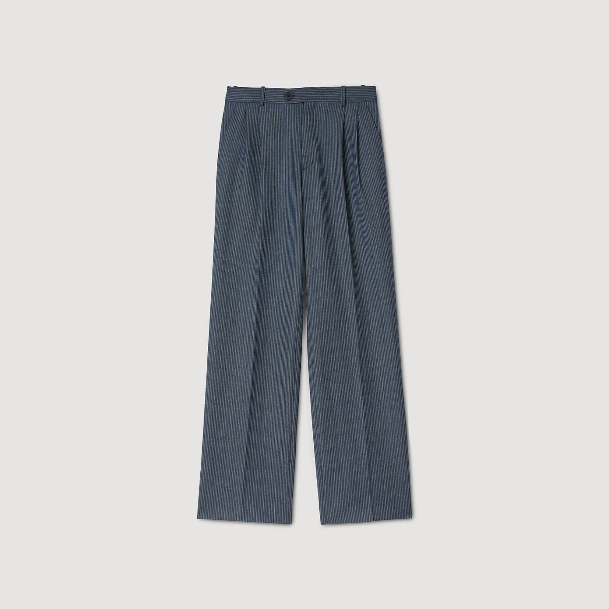 Striped wide-leg trousers blue For Women | Sandro Paris