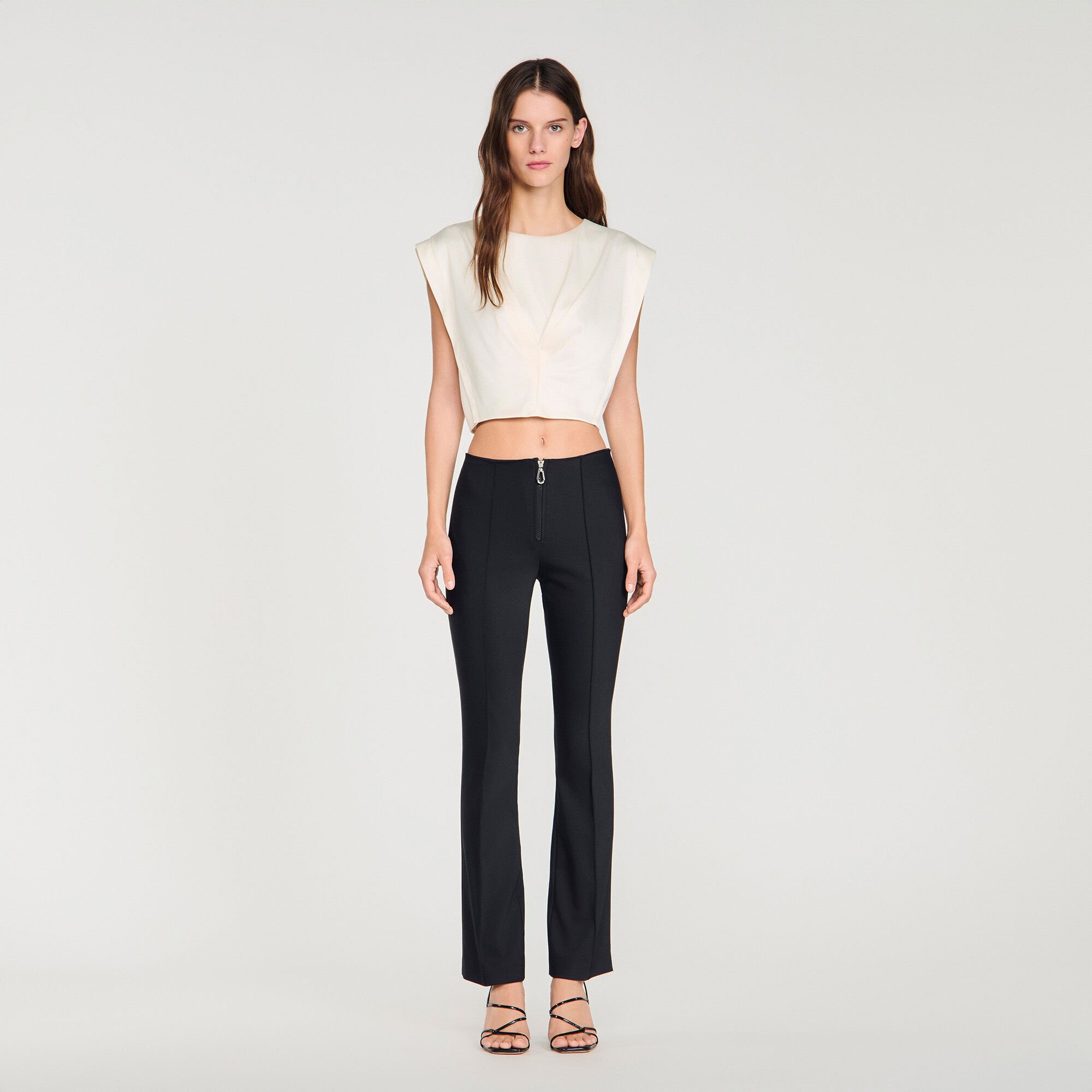 Pleat and zip trousers