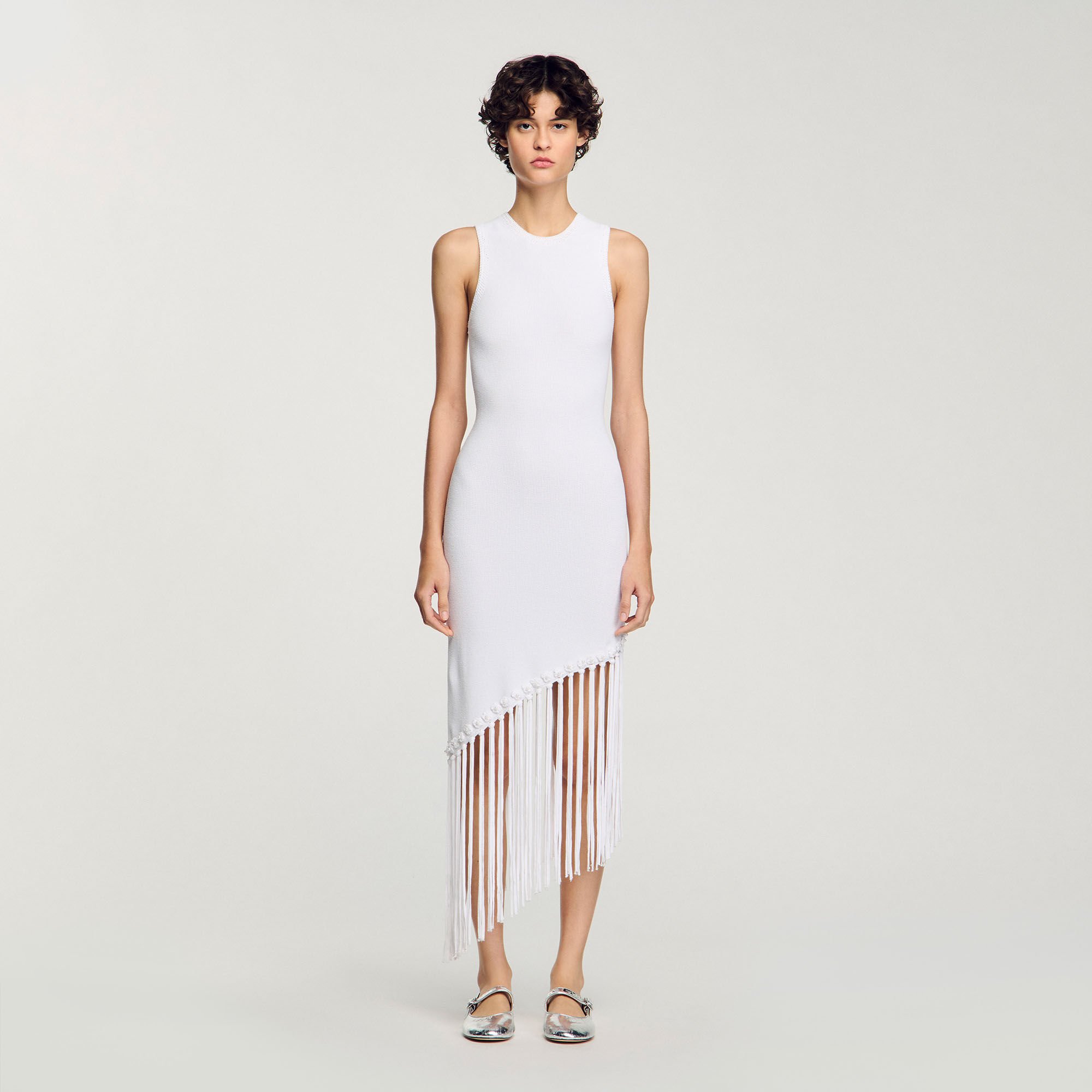 Fringed crochet maxi dress