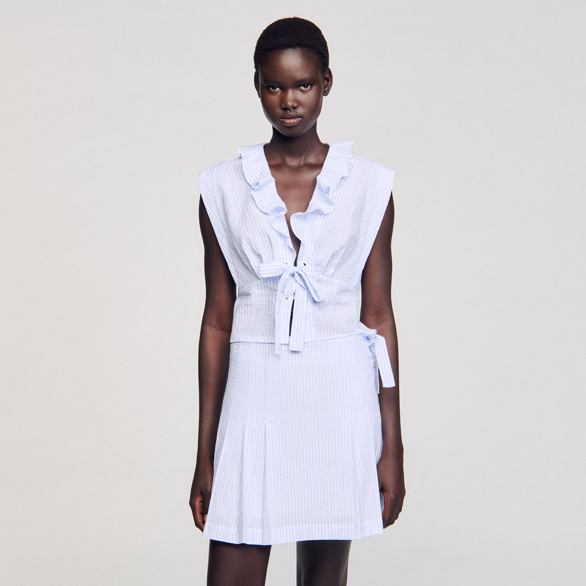 トップス SANDRO Spiral-motif shirt blue For Women | Sandro Paris