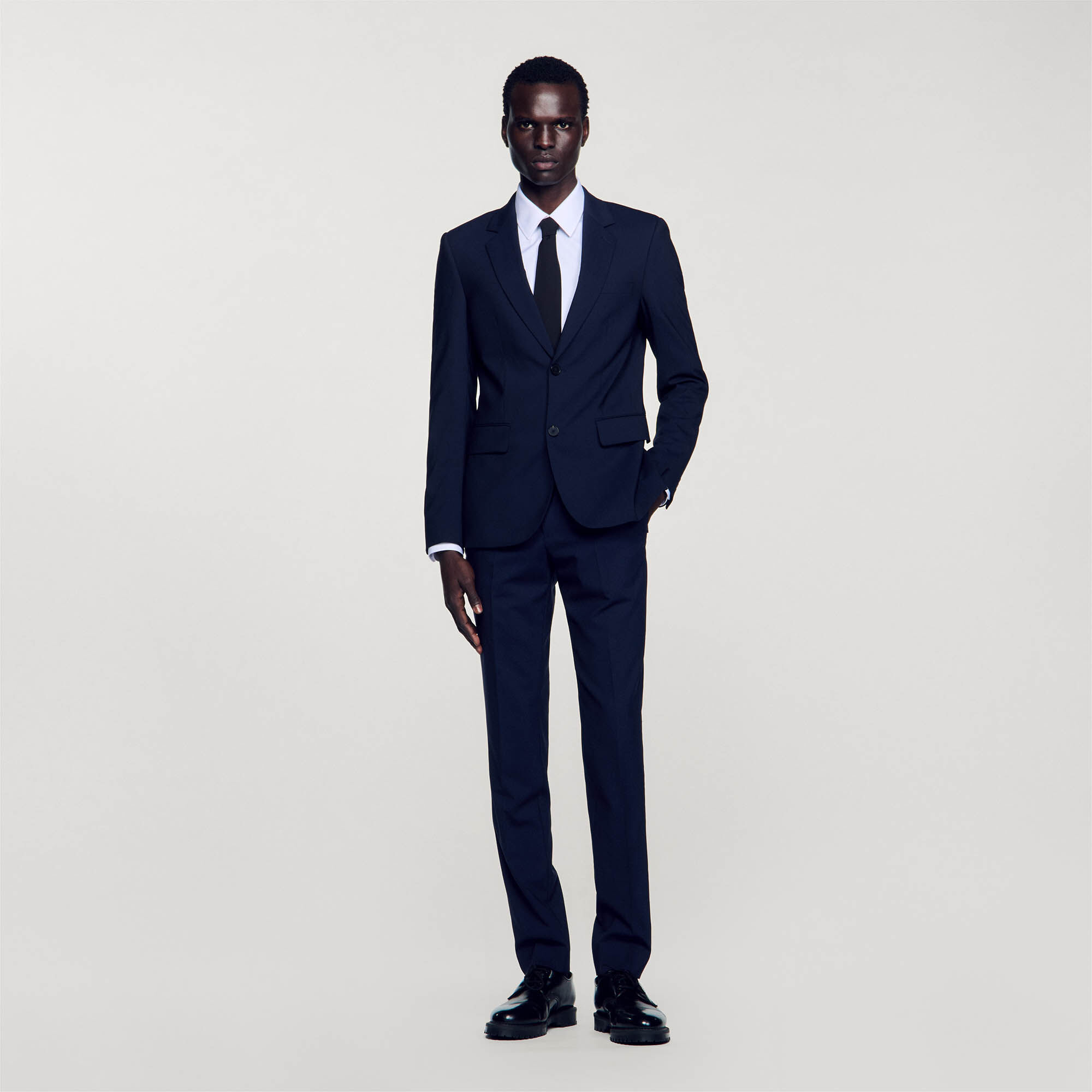 Classic wool suit jacket blue for Men Sandro Paris