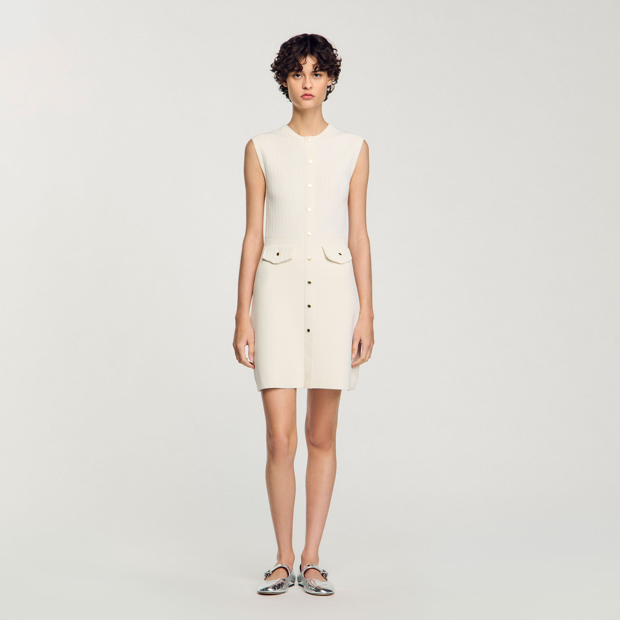 人気大割引 white dress mini knit Rib / Paris Sandro | Women For beige ワンピース
