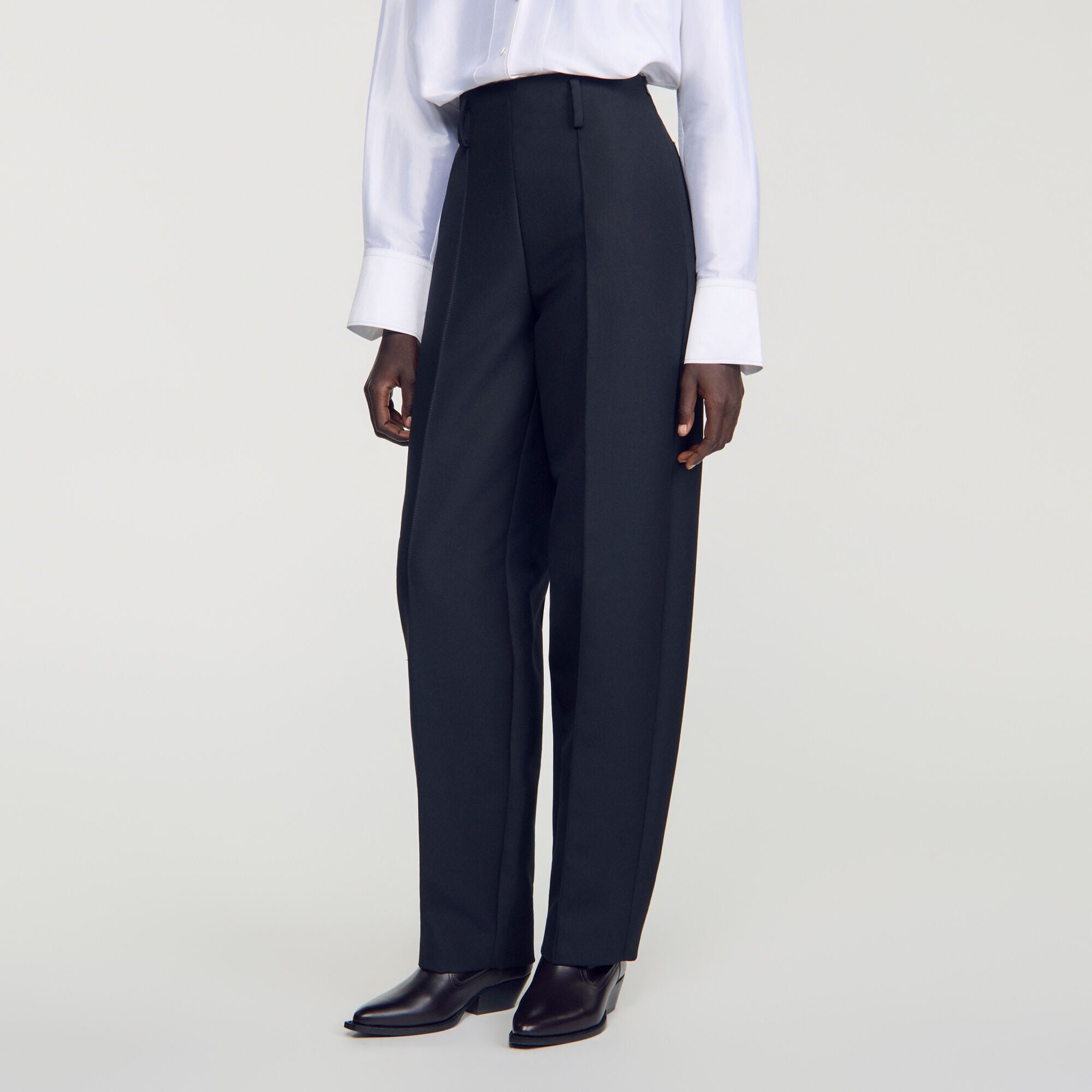 Barrel-leg tweed trousers - Women | Sandro