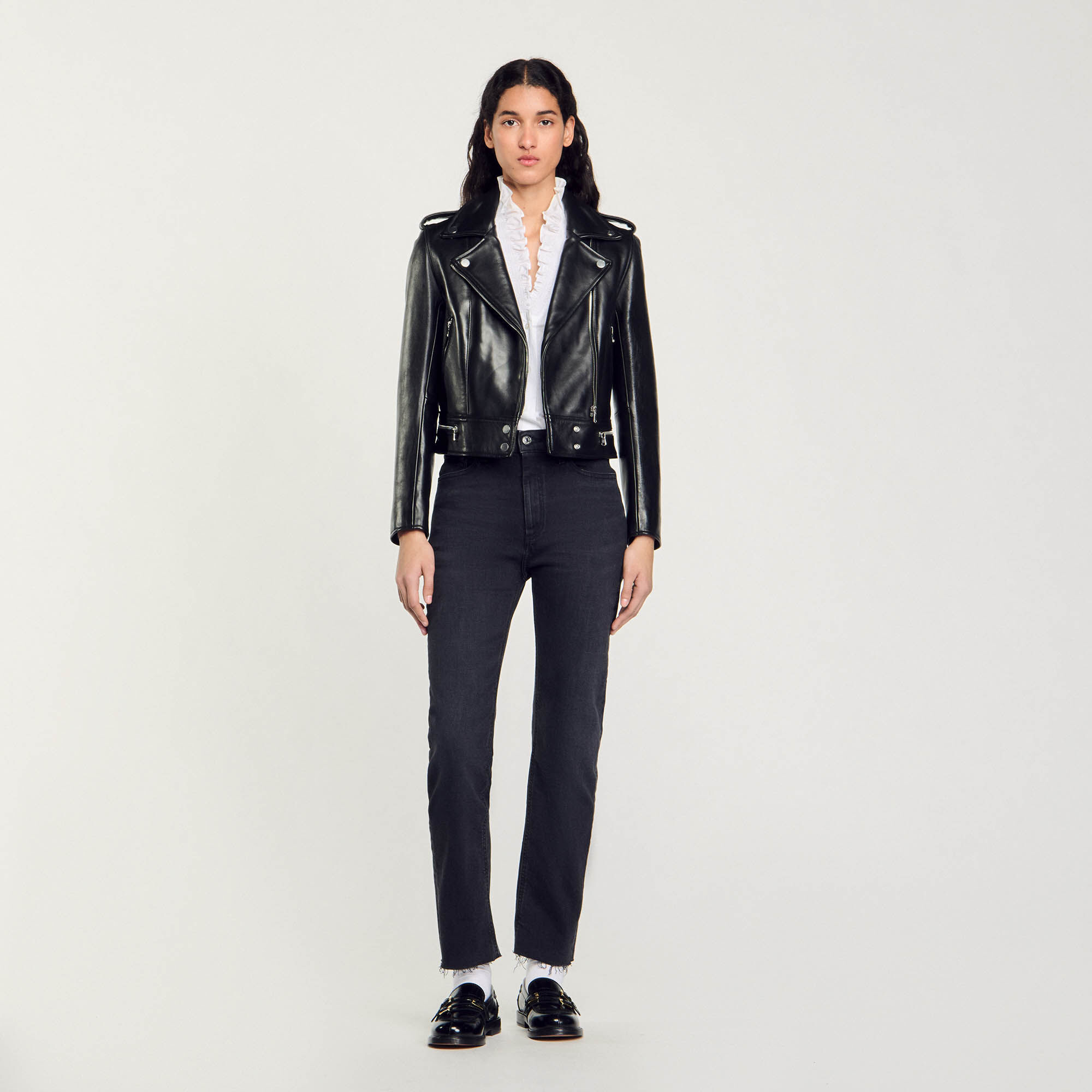 Sandro leather jacket deals