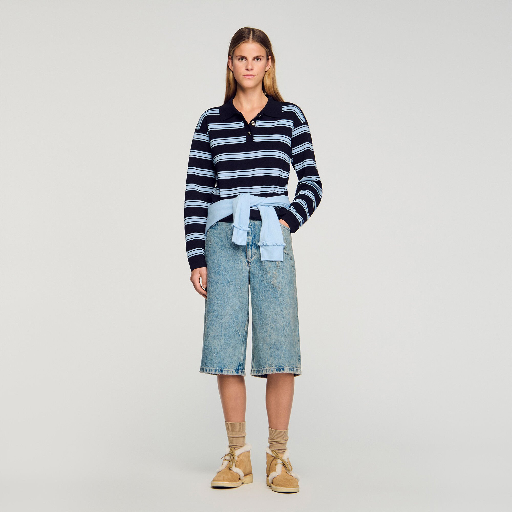 Striped polo sweater