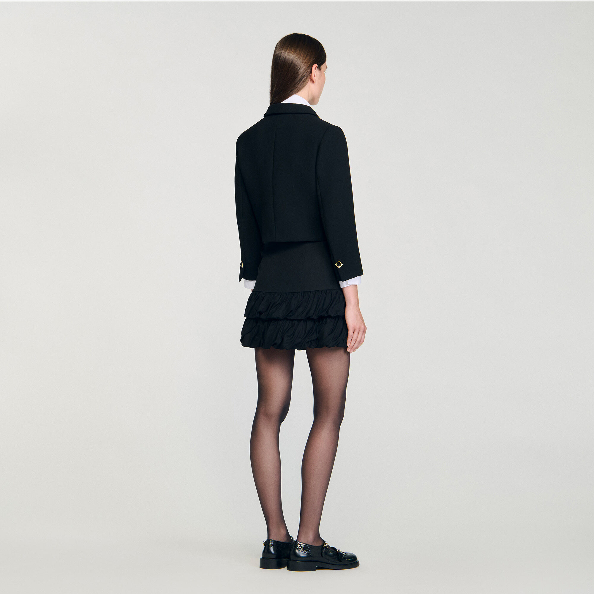 Cropped jacket with decorative buttons black / gray For Women