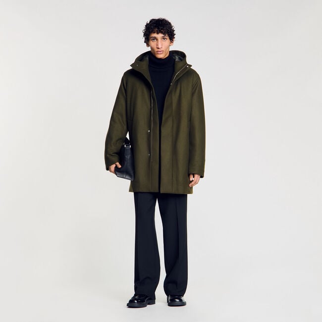 Hooded wool parka