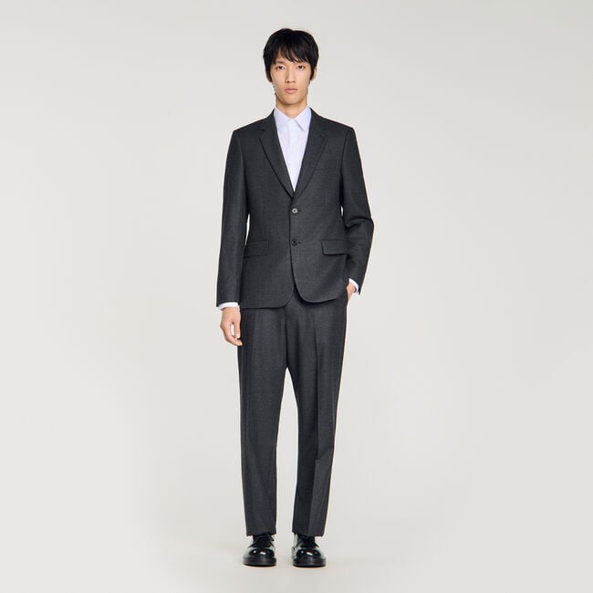 Tailored Virgin Wool Suit Jacket