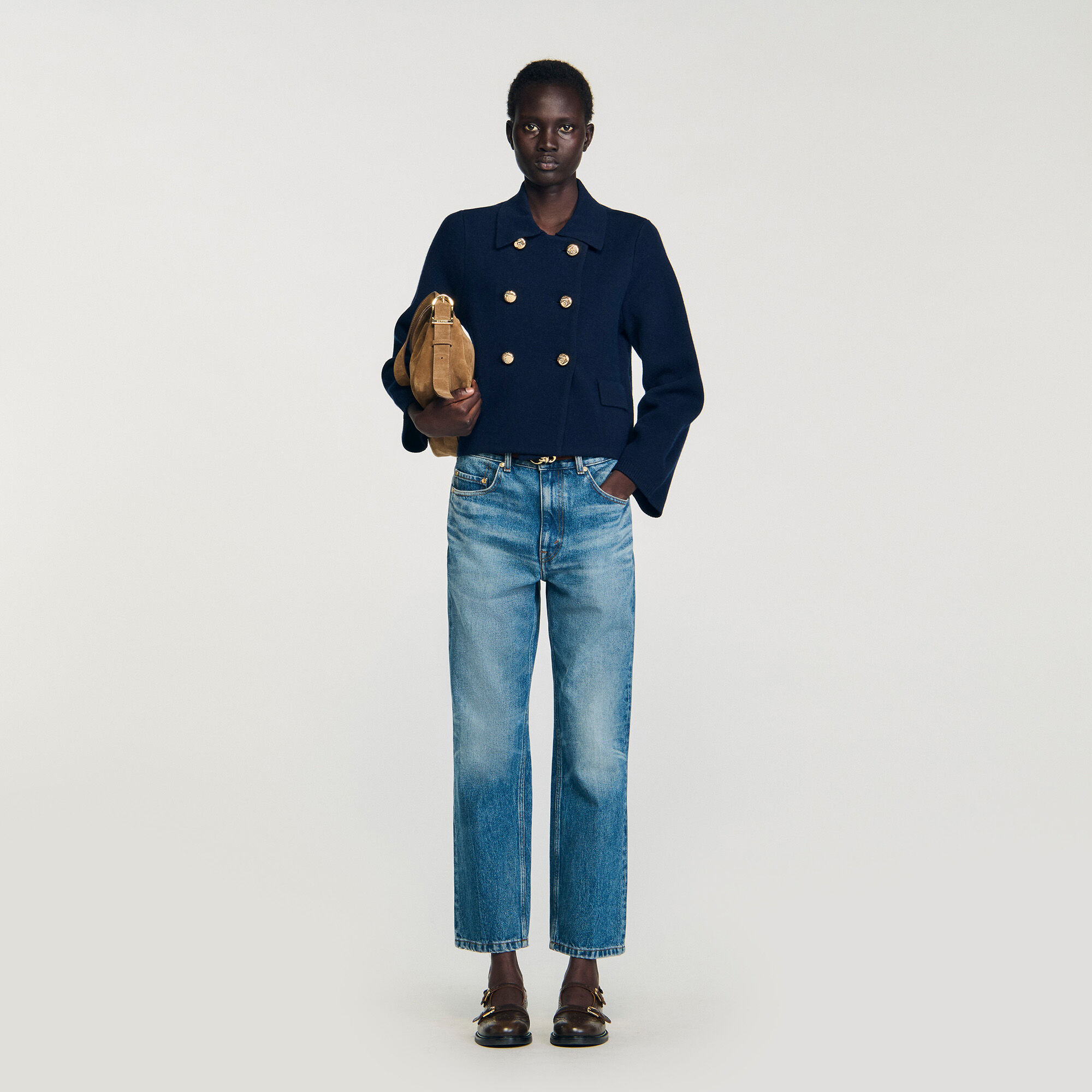 Double-breasted cardigan blue For Women | Sandro Paris