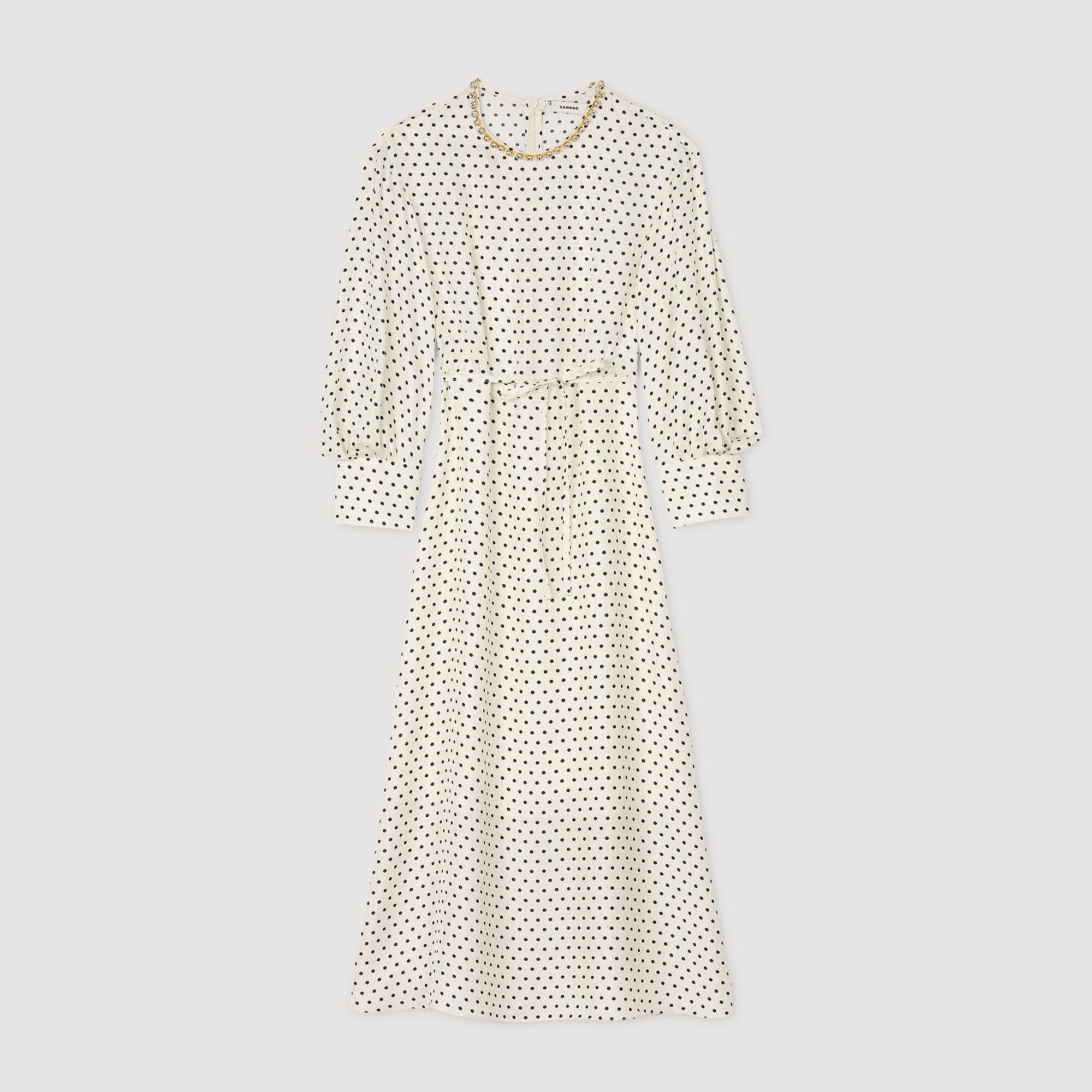 Polka Dot Dress with Jeweled Collar