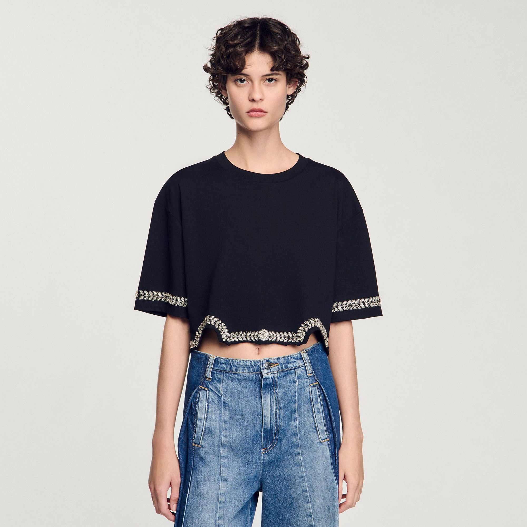 Rhinestone cropped T-shirt