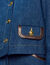 Denim jacket with leather collar