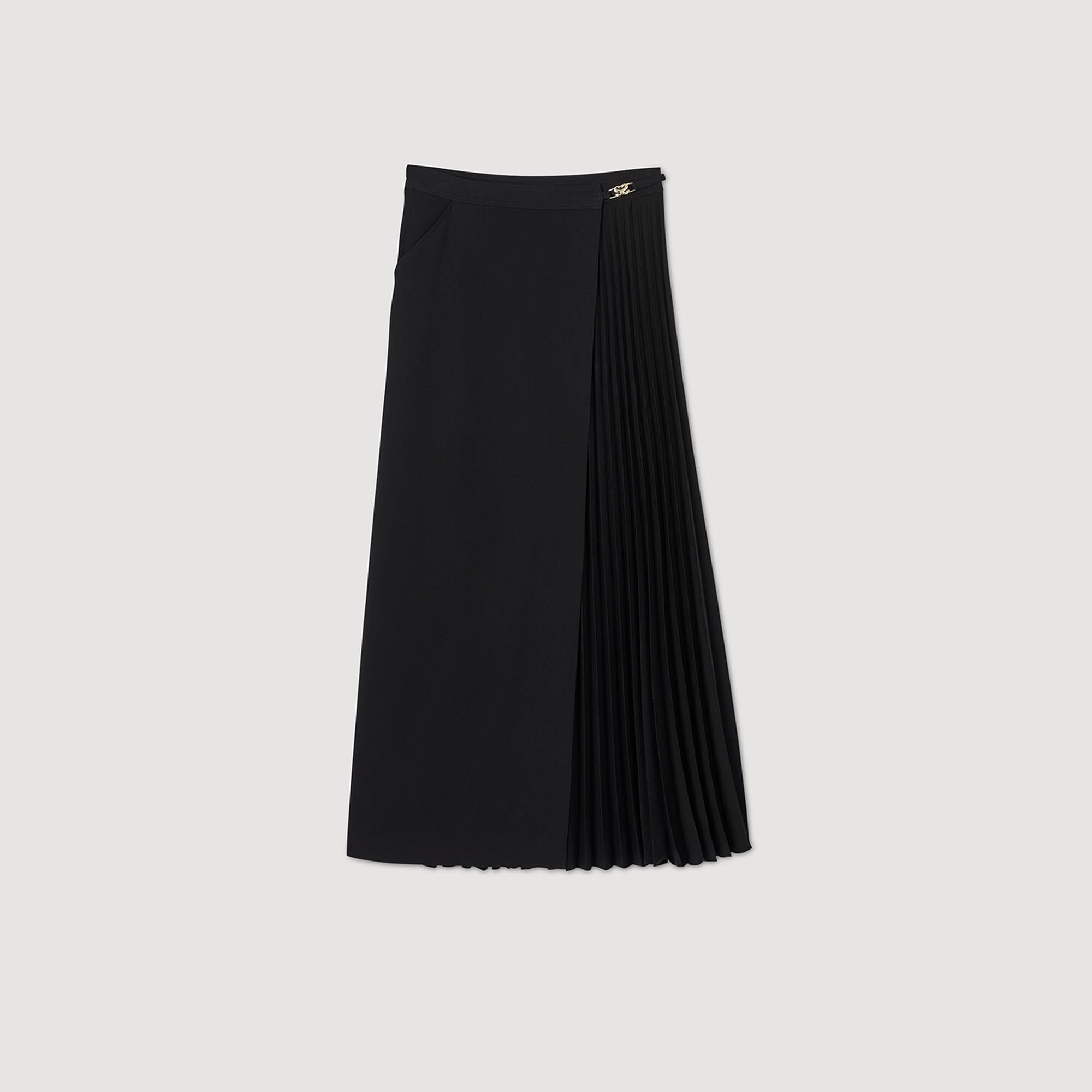 Curb chain buckle pleated skirt