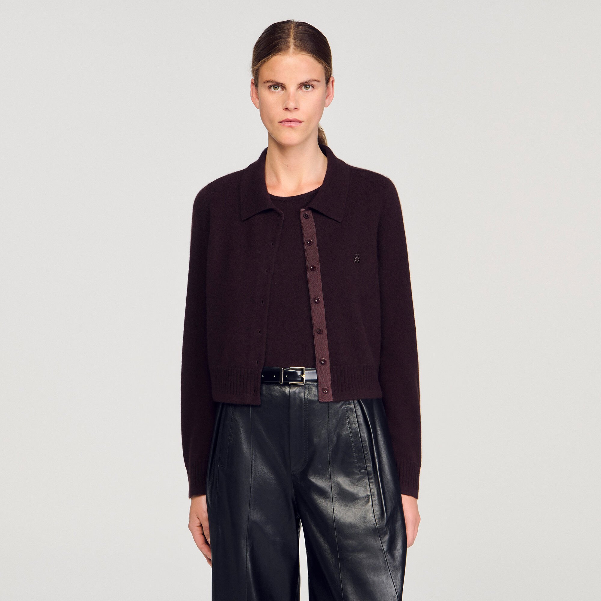 Shirt-collar cardigan