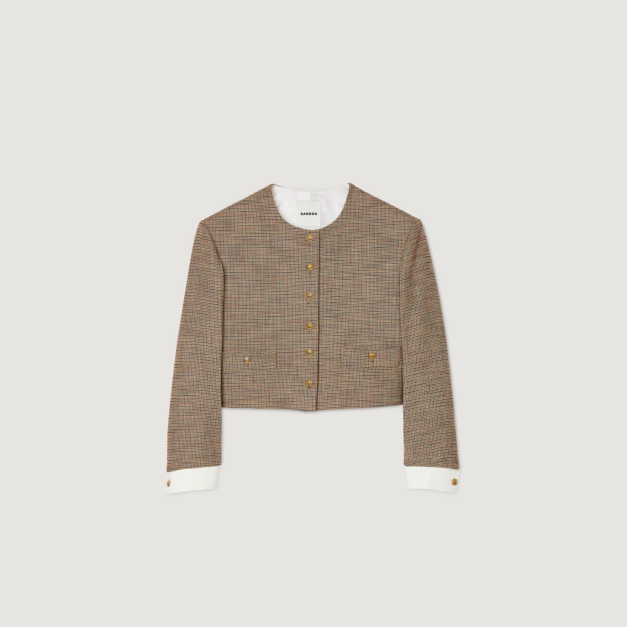 Short Micro Houndstooth Jacket