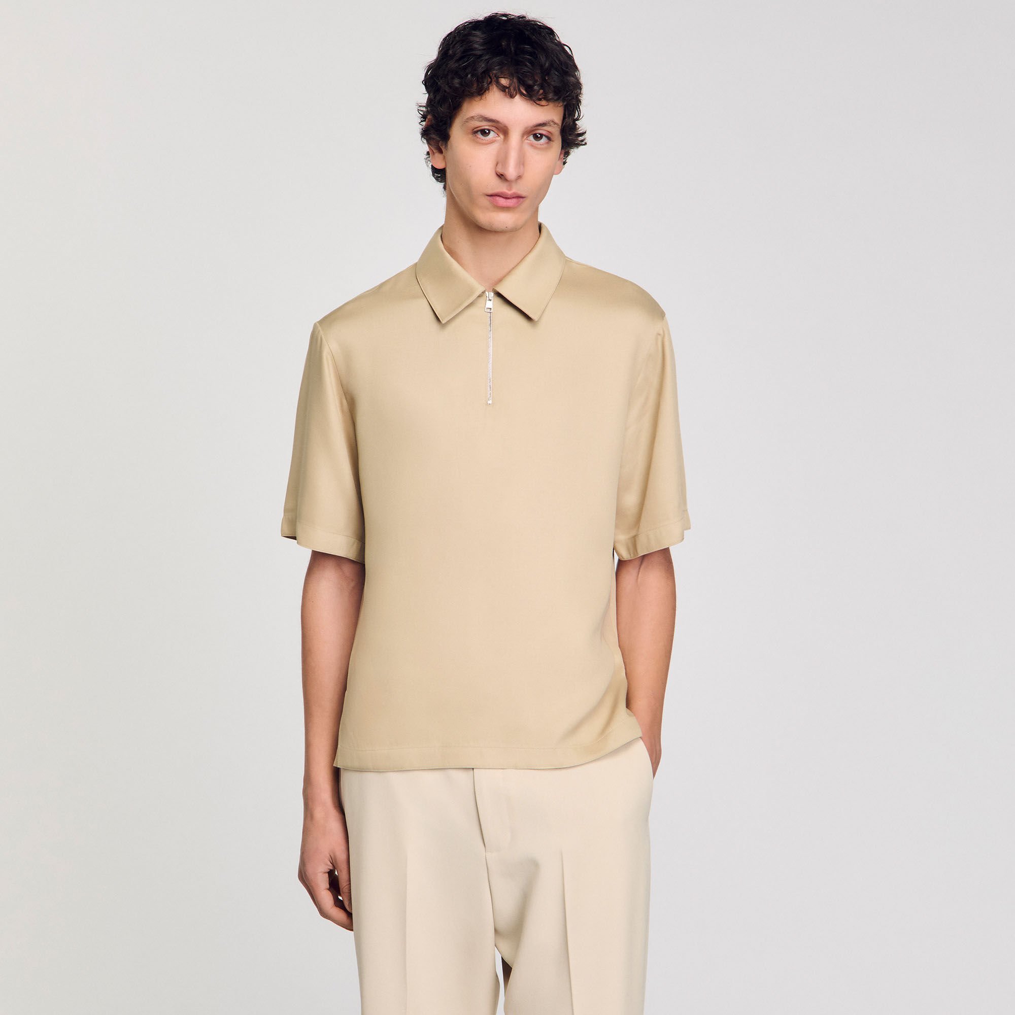 Zip-neck polo shirt