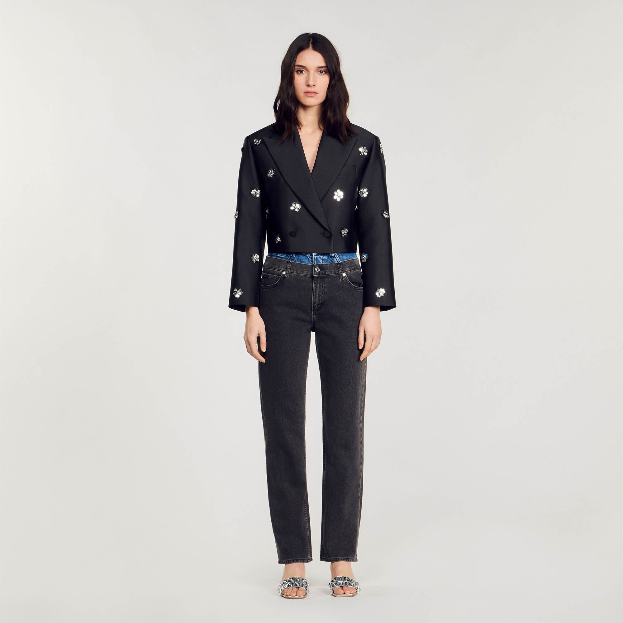 Short satin jacket outlet
