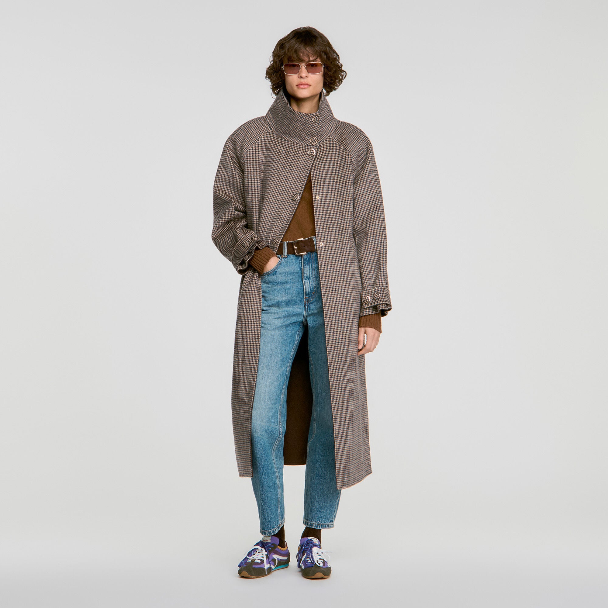 Oversized check coat - Women | Sandro
