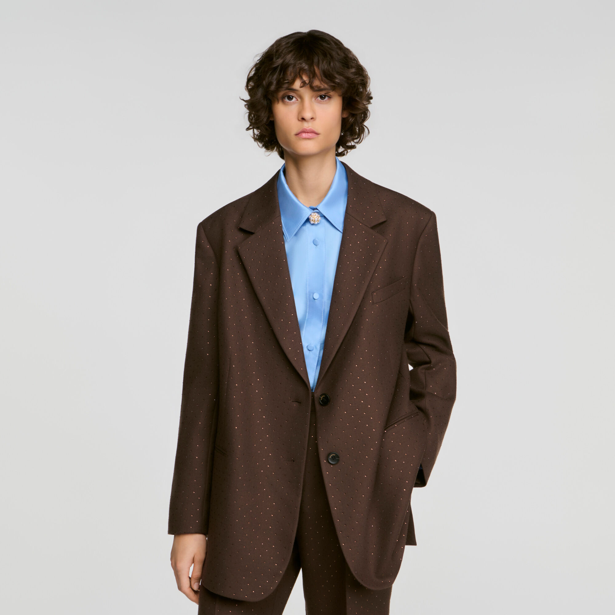 Rhinestone suit jacket in Brown for Women | Sandro Paris