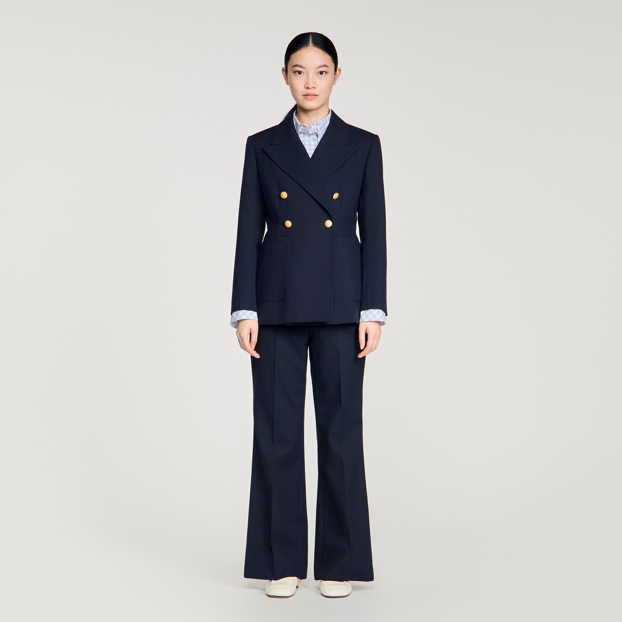 Slim-fit wool suit jacket