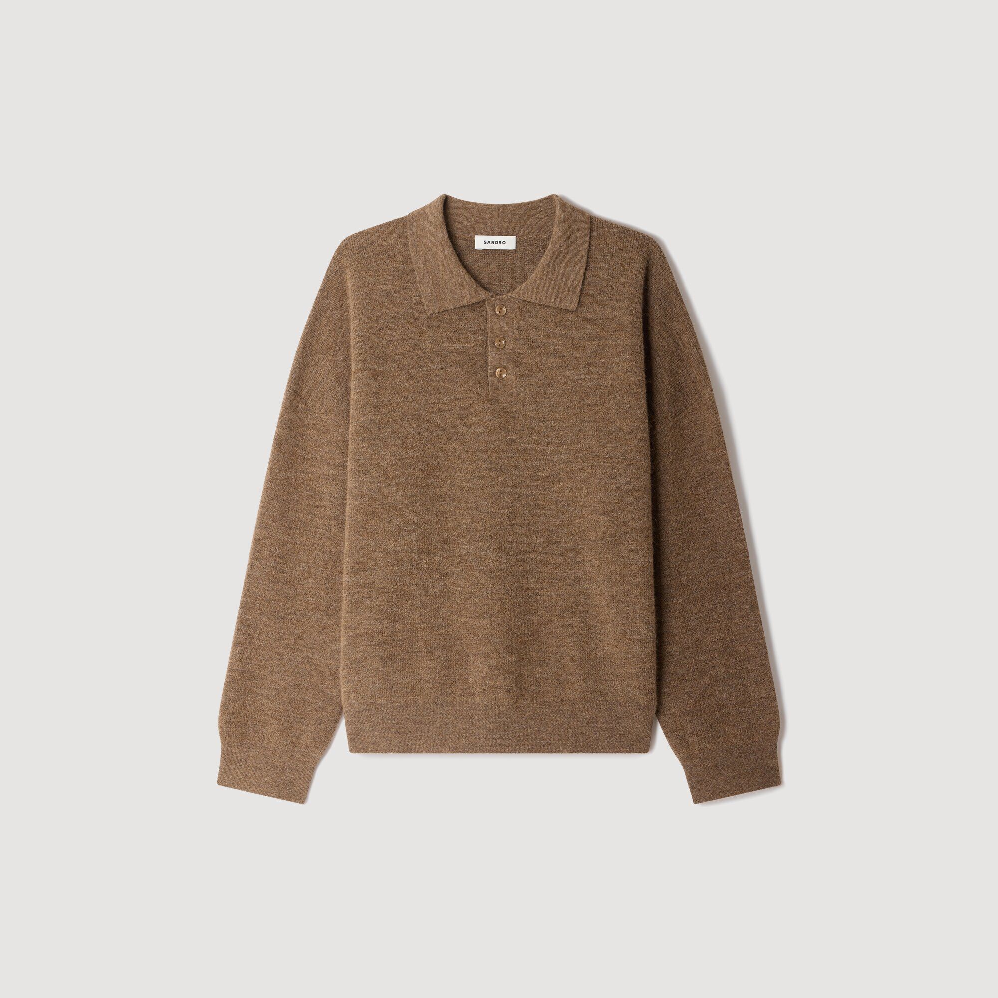 Alpaca polo sweater in Beige / Taupe for Mixte | Sandro Paris