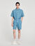 Square cross denim Bermuda shorts