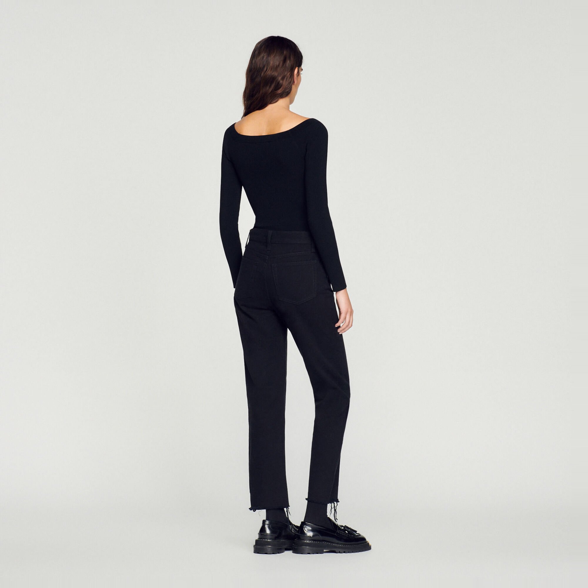 Knit bodysuit with sweetheart neck