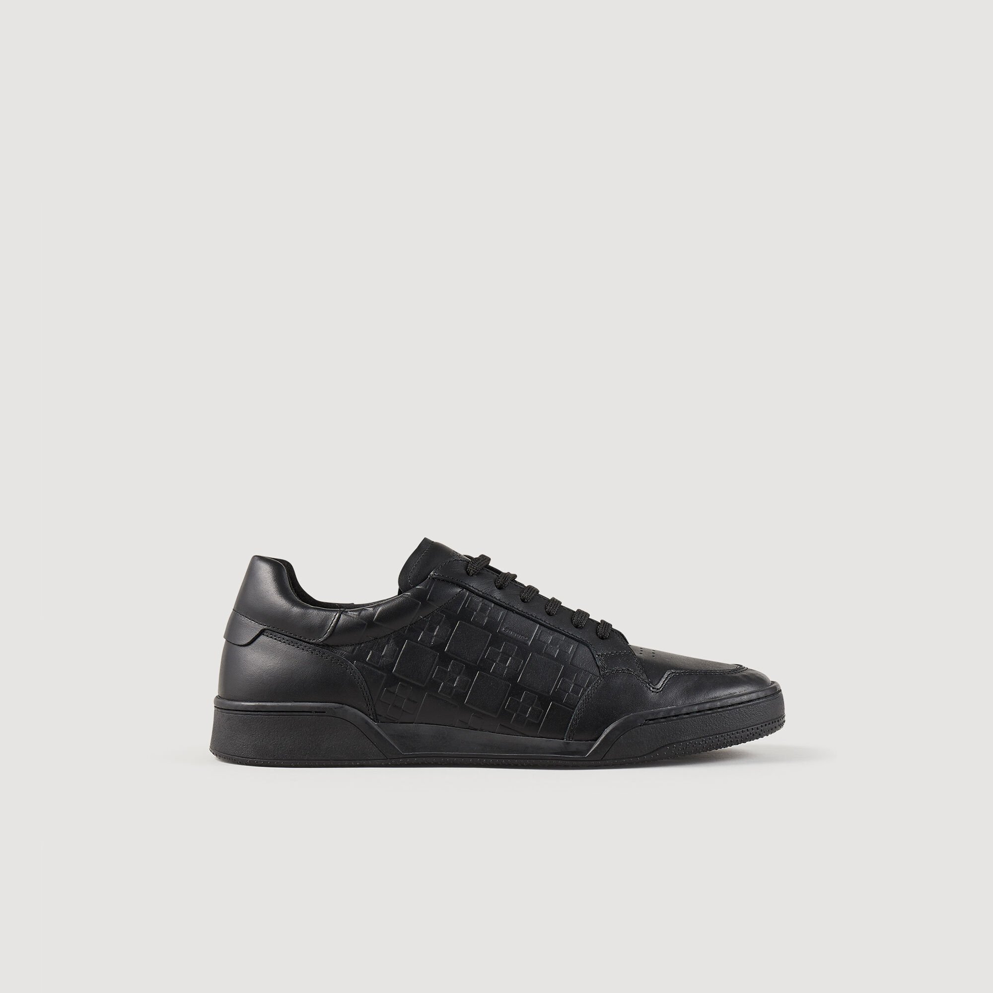 Embossed square cross leather sneakers