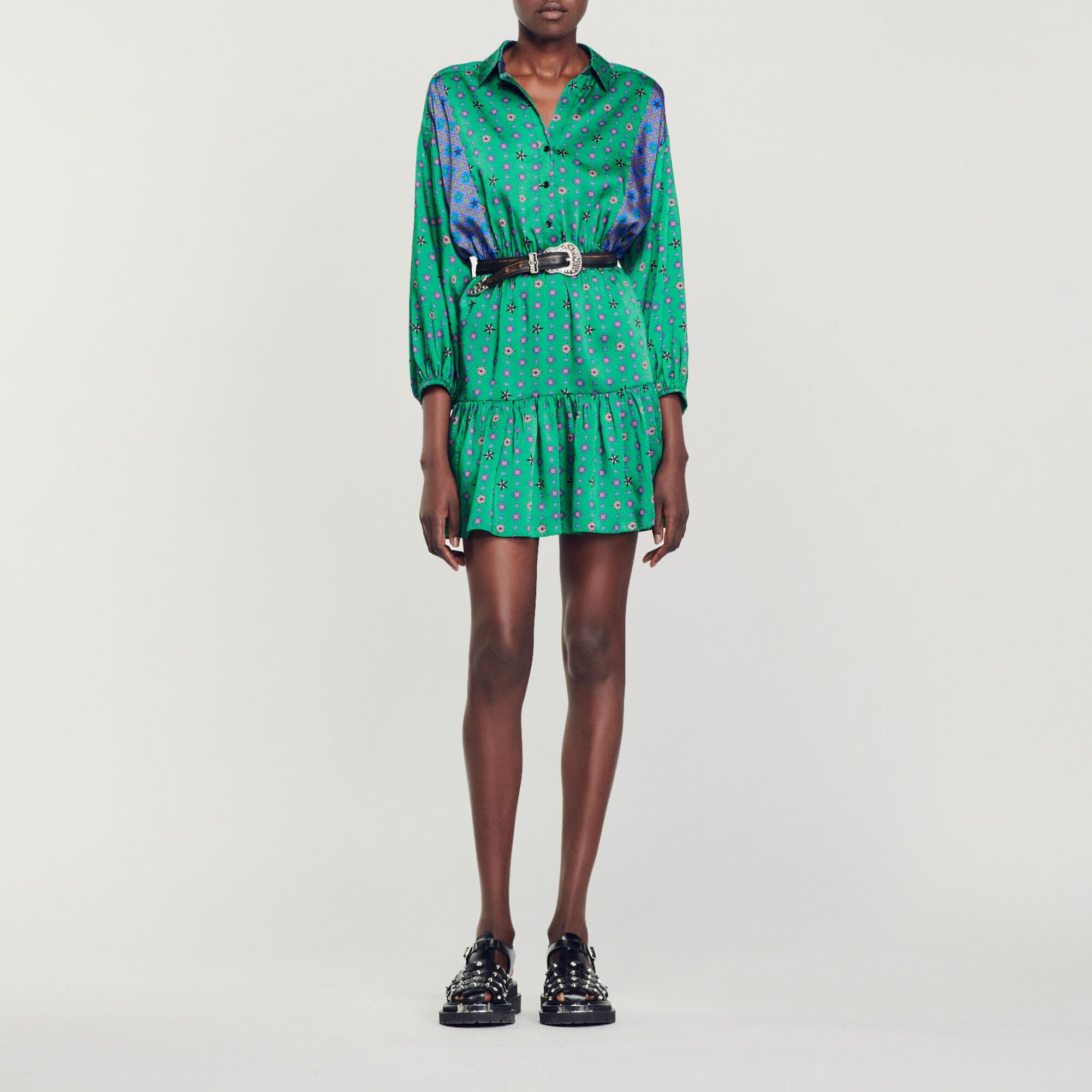 Printed shirt dress