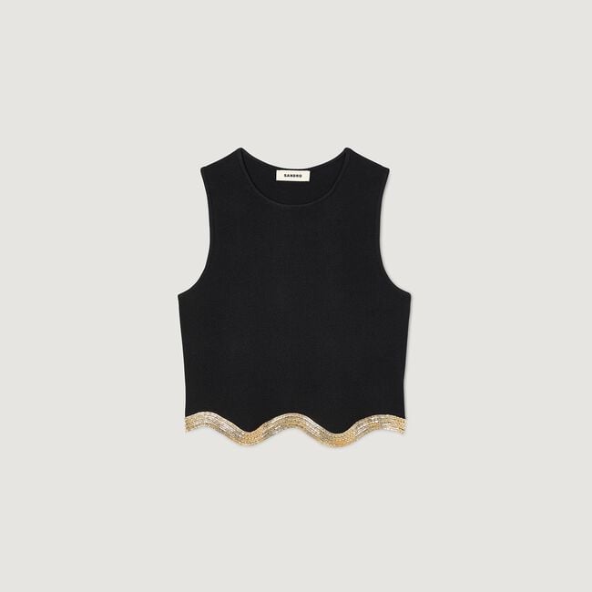 Cropped sweater with chain detail