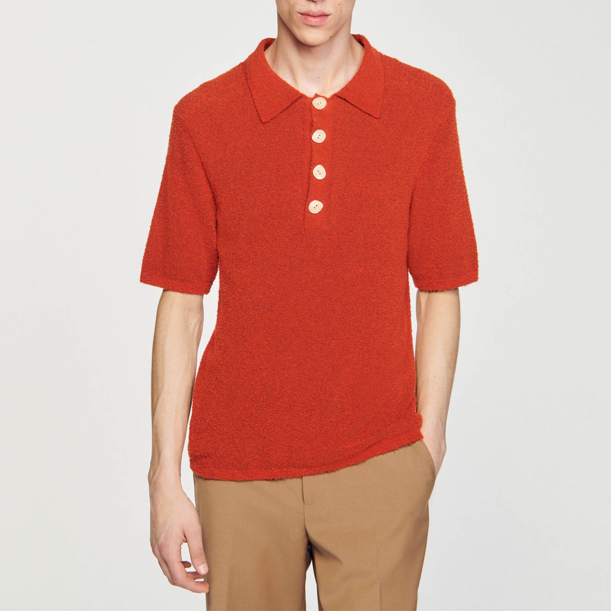 Terry knit polo shirt