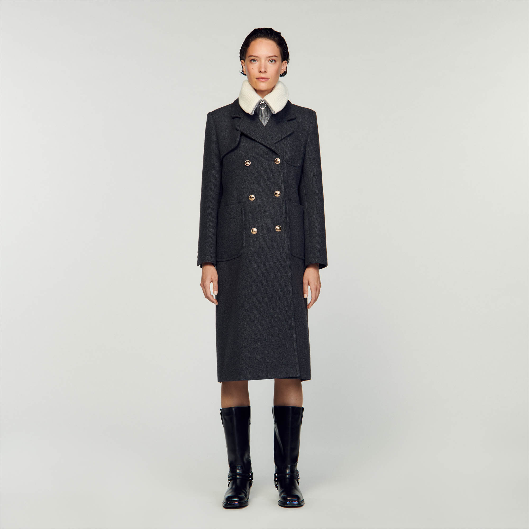 Sandro sales black coat