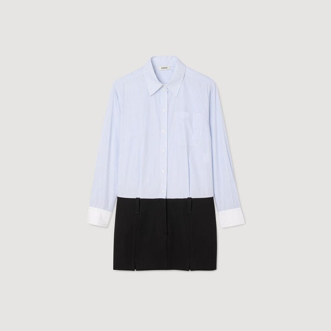 Mini dress with dual materials