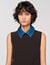 Knit and denim sweater