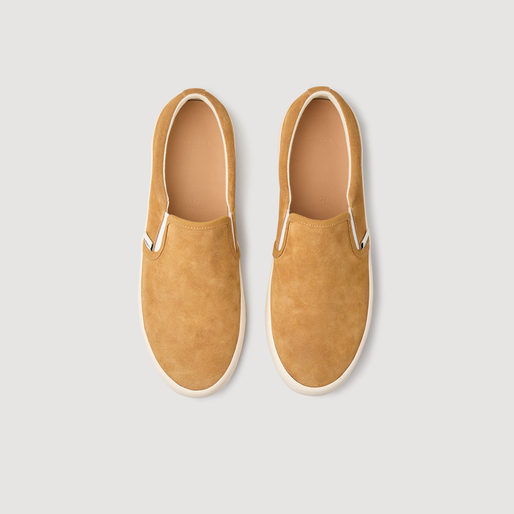 Split leather slip-ons