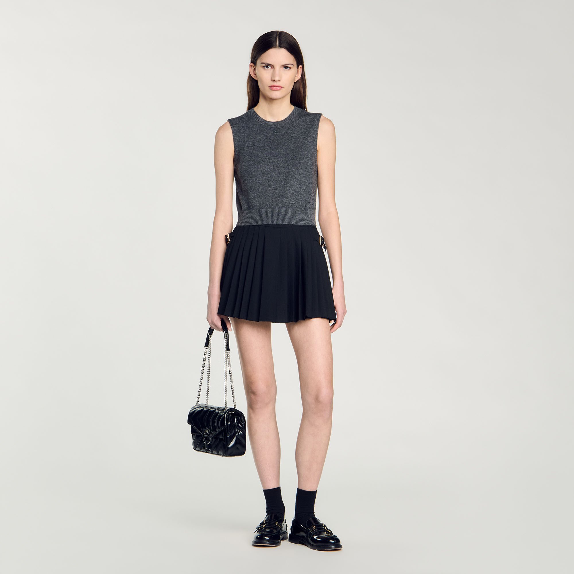 【2024年最新】海外限定の人気アイテム Sleeveless Sweater black / gray For Women | Sandro Paris トップス