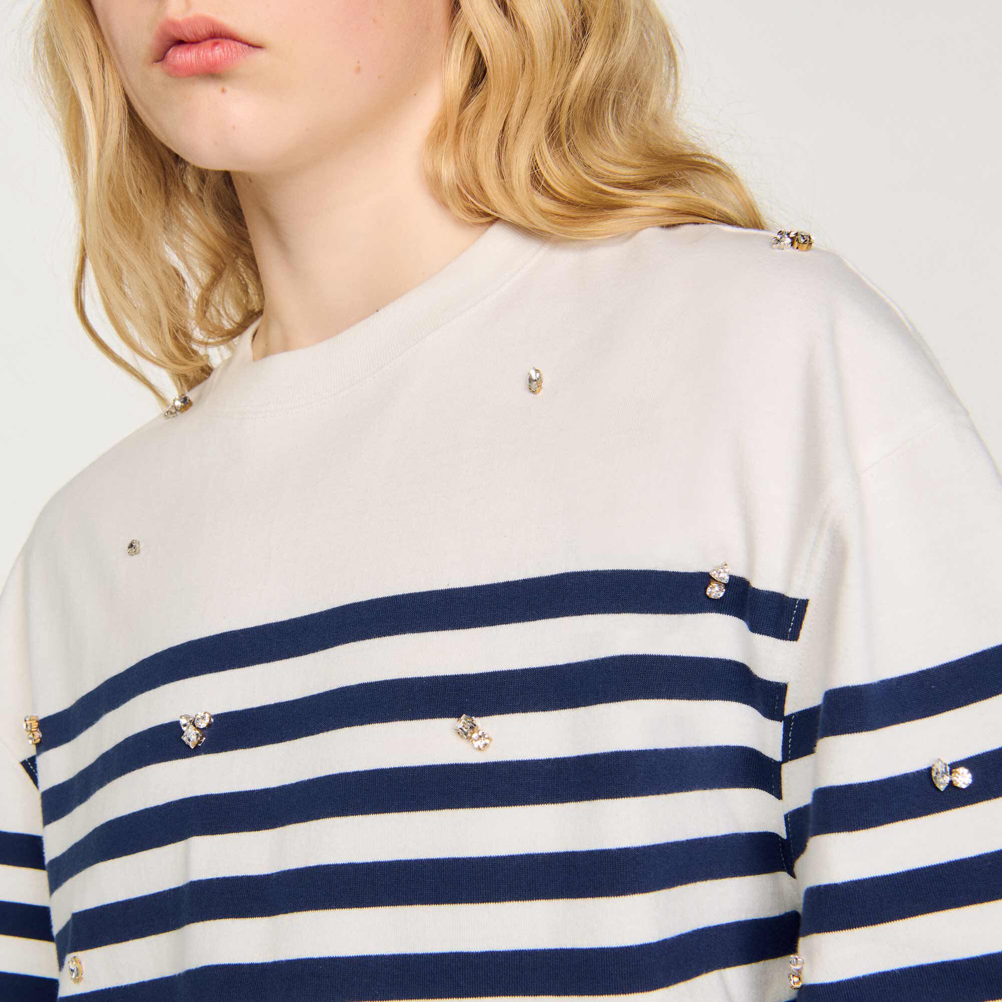 Rhinestone Breton T-shirt