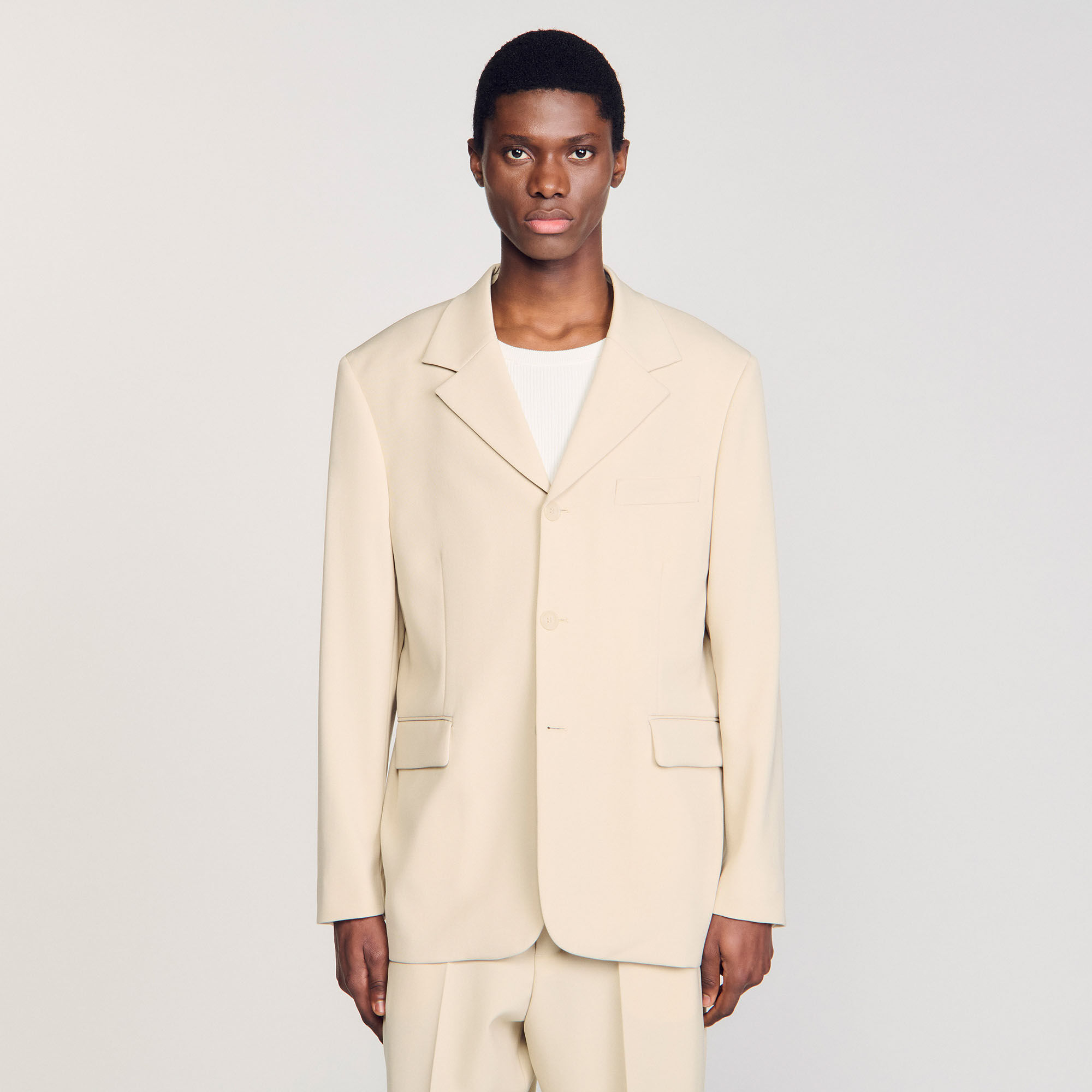 Oversized wool suit jacket white / beige for Men | Sandro Paris