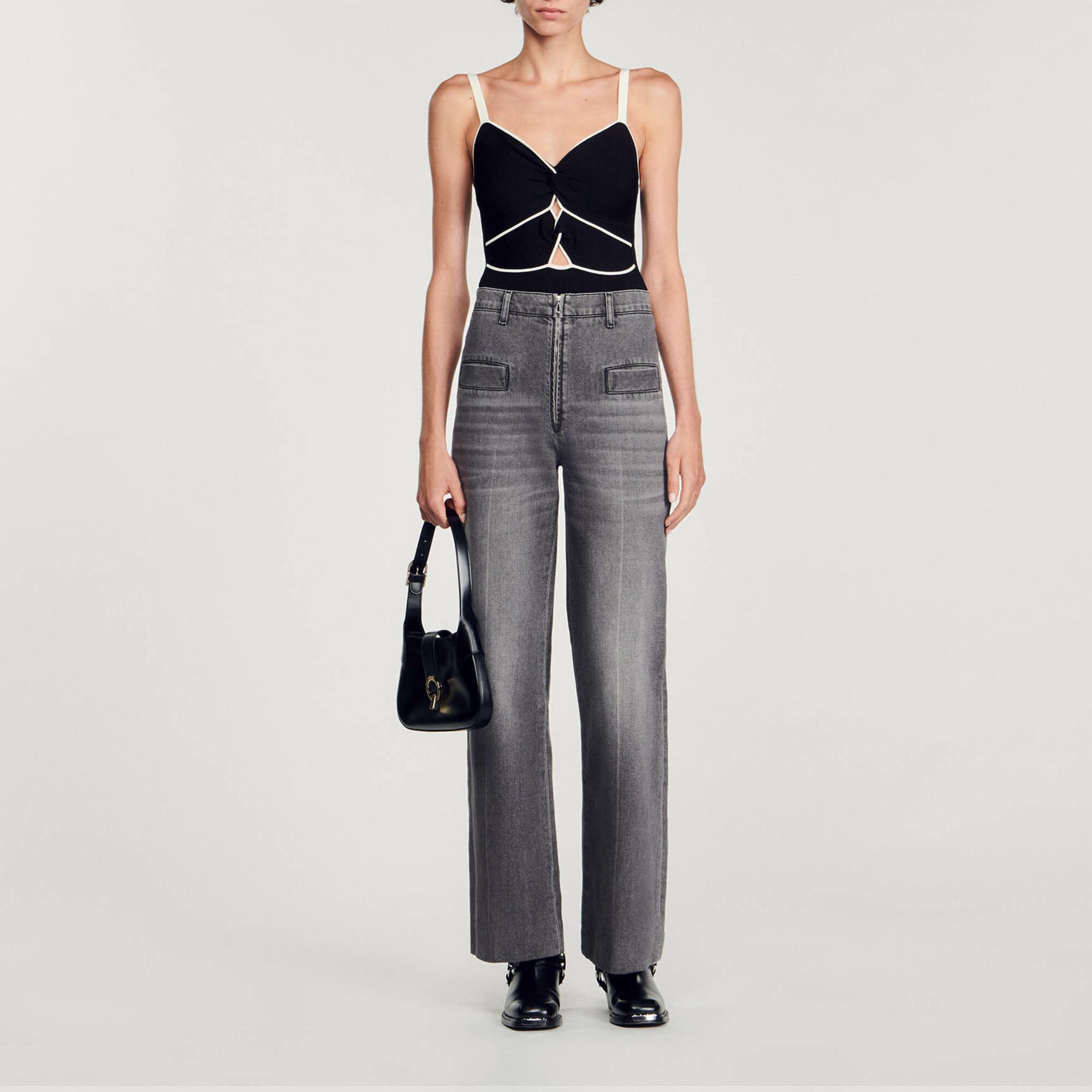 Two-tone knit bodysuit